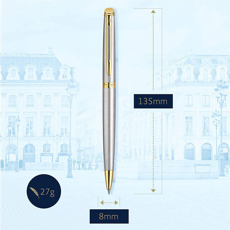 Waterman Hemisphere Stainless Steel Gold Trim Ballpoint Pen