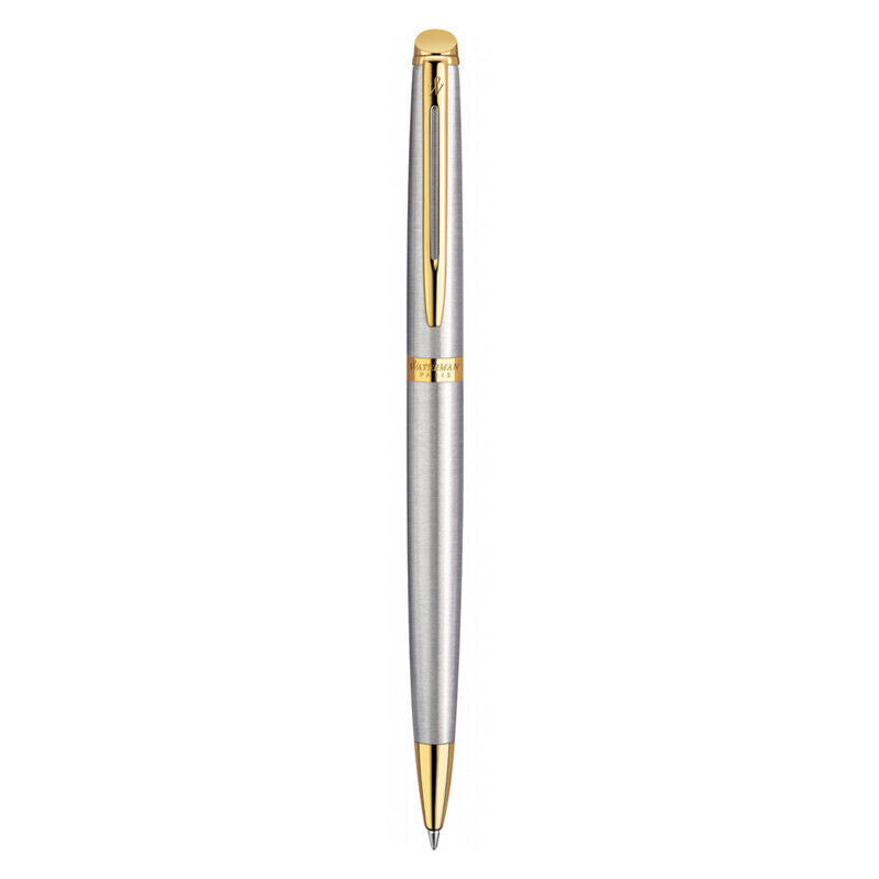 Waterman Hemisphere Stainless Steel Gold Trim Ballpoint Pen