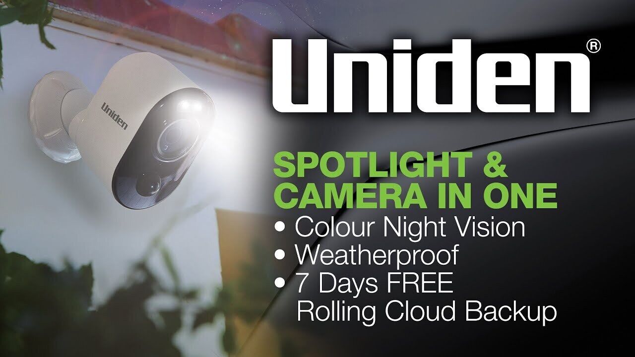 Uniden Guardian App Cam Solo Pro 100% Wirefree 1080P Spotlight & Security Camera