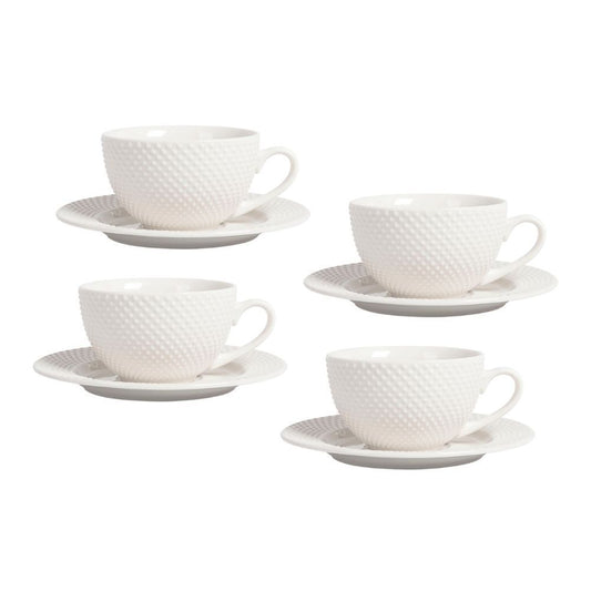 Shervin Verkil Prominence 4-piece Cup & Saucer Set - White