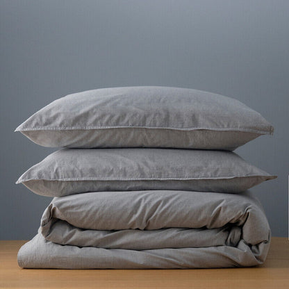 Canningvale Vintage Softwash Cotton Queen Quilt Cover Set - Smokey Grey Melange