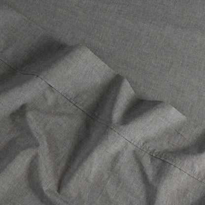 Canningvale Valeria Vintage Softwash Cotton Queen Sheet Set - Charcoal Melange