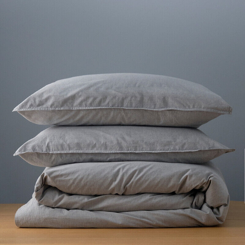 Canningvale Vintage Softwash Cotton King Quilt Cover Set - Smokey Grey Melange