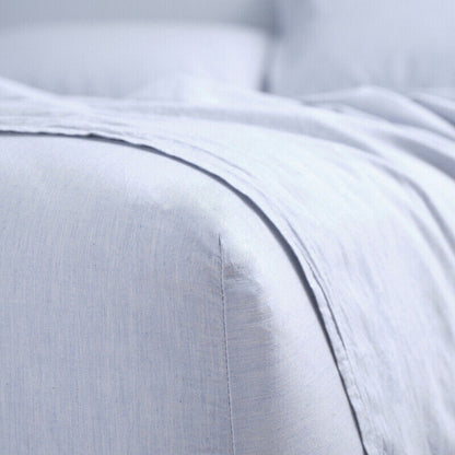 Canningvale Valeria Vintage Softwash Cotton King Sheet Set - Misty Blue Melange