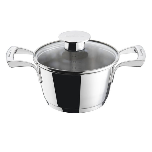 Bugatti Italy 1L/16cm Stainless Steel Casserole With Glass Lid